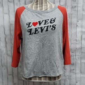 Women's LOVE & LEVIS Heart Authentic 3/4 Sleeve Baseball Style T-shirt